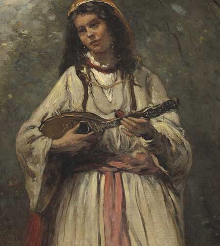 Gypsy Girl With Mandolin by Jean Baptiste Camille Corot